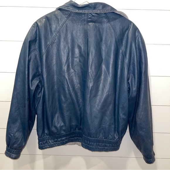 Bally Vintage Daytona Blue Leather Jacket Mens Size 42 - Picture 2 of 9